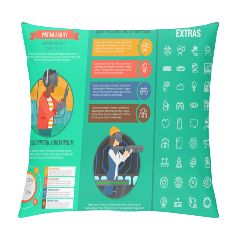 Personality  Virtual Reality Infographic Template And Elements. Pillow Covers