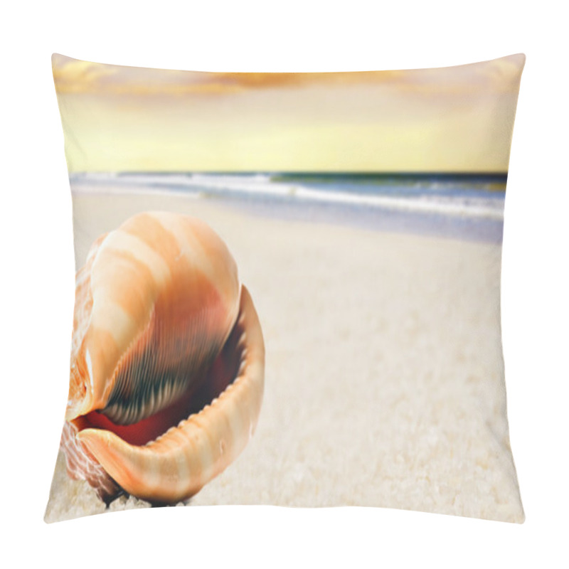 Personality  A Beautiful Perfectly Shaped Sea Shell On The Sandy Beach Pillow Covers