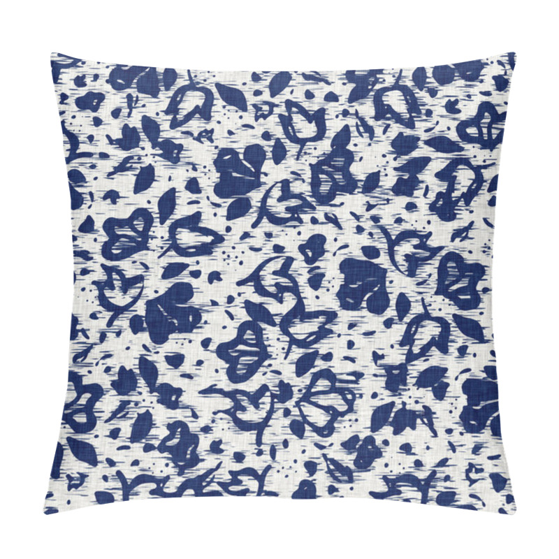 Personality  Indigo Dyed Fabric Flower Pattern Texture. Seamless Textile Fashion Cloth Dye Resist All Over Print. Japanese Kimono Block Print. High Resolution Batik Effect Repeatable Swatch.  Pillow Covers