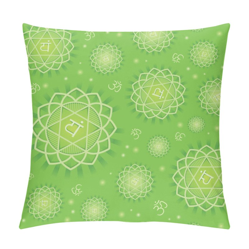 Personality  Seamless Repeat Pattern With Primary Chakra Anahata - Symbol Of Energy Center Of Human Body, Used In Hinduism, Buddhism And Ayurveda. Vector. Pillow Covers