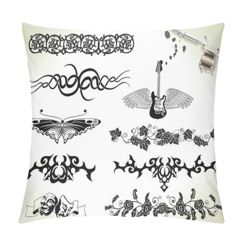 Personality  Tattoo Flash Design Elements Pillow Covers