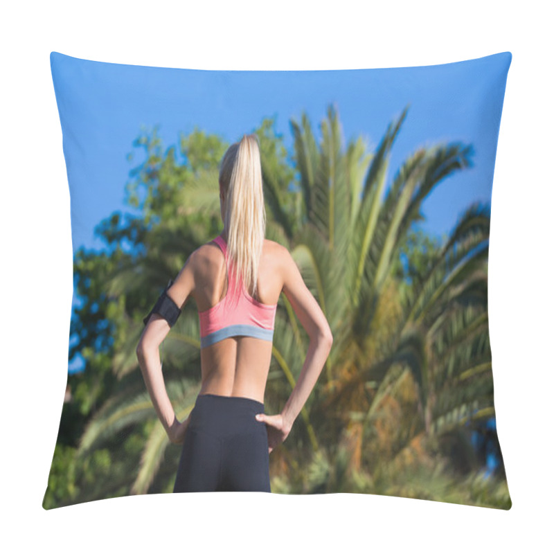 Personality  Fitness Woman Witn Perfect Body Working Out Pillow Covers