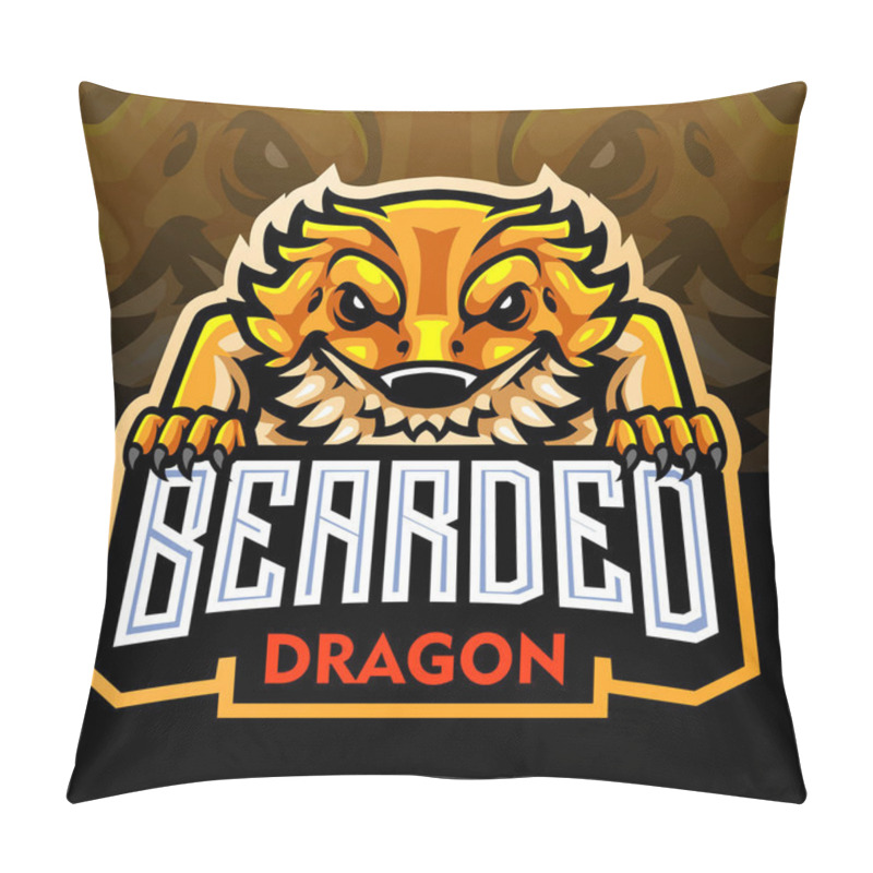 Personality  Bearded Dragon Mascot. Esport Logo Design Pillow Covers