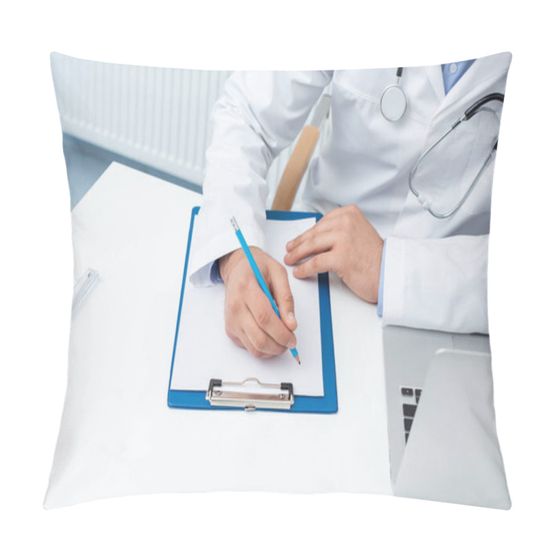 Personality  Doctor Writing In Clipboard Pillow Covers