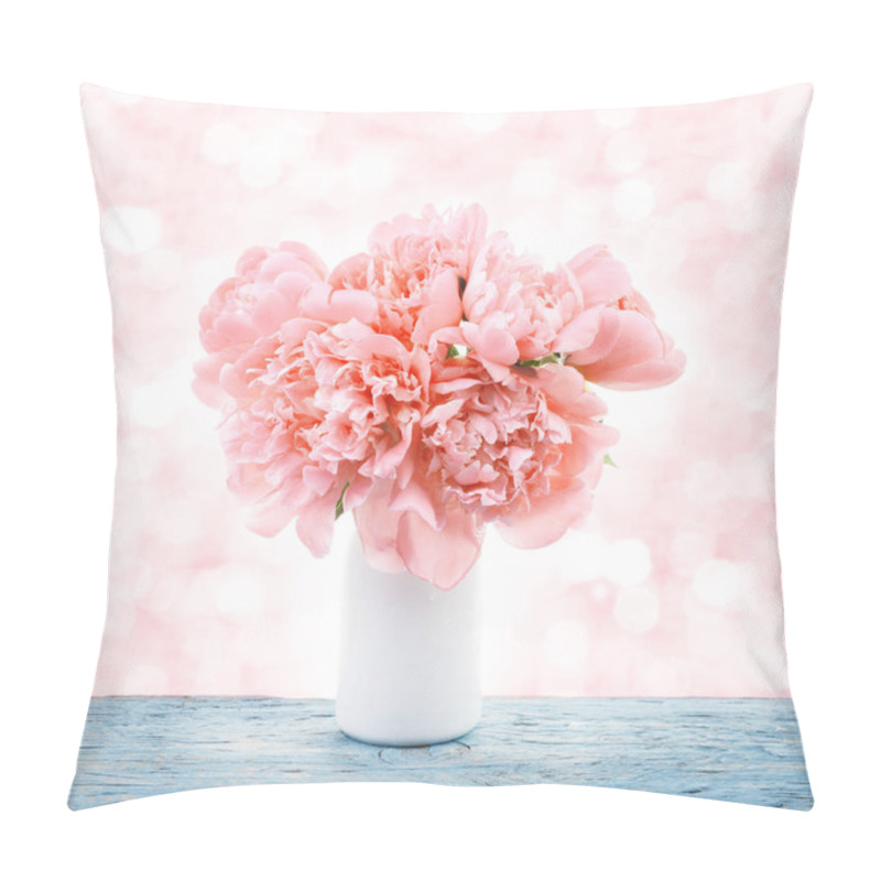 Personality  Bouquet Of Peonies Flowers In White Vase Isolated On White Pillow Covers