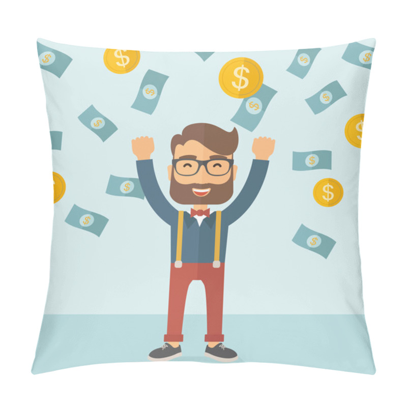 Personality  Young Happy Businessman Pillow Covers