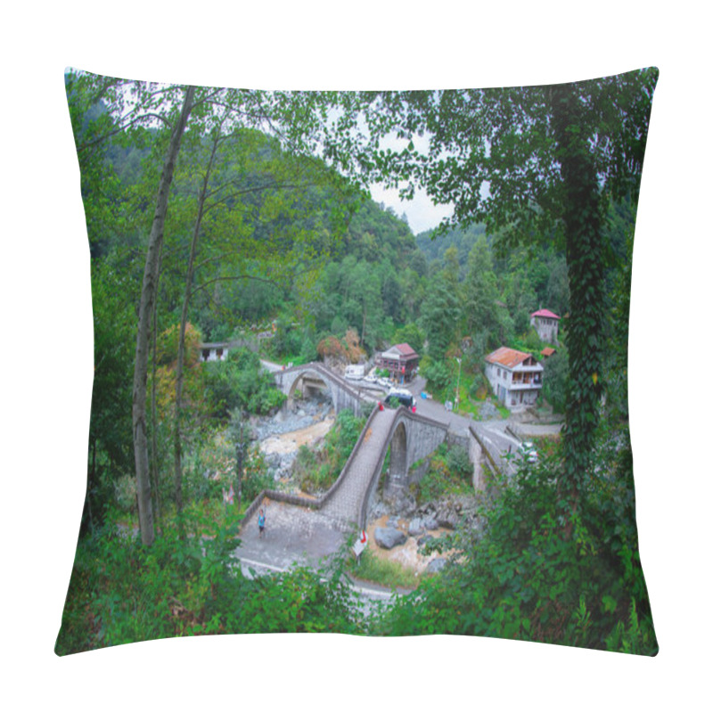 Personality  A Beautiful View Of The Bridge Captured In Village Arhavi Kucukkoy, Turkey Pillow Covers