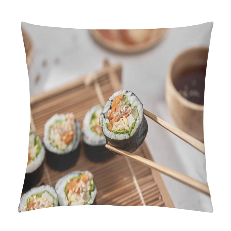 Personality  Korean Roll Gimbap(kimbob) Made From Steamed White Rice (bap) And Various Other Ingredients Pillow Covers