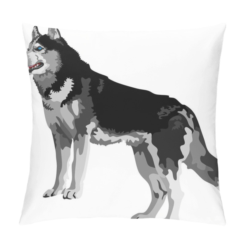 Personality  Siberian Husky Dog Mammal Animal Vector Illustration Pillow Covers