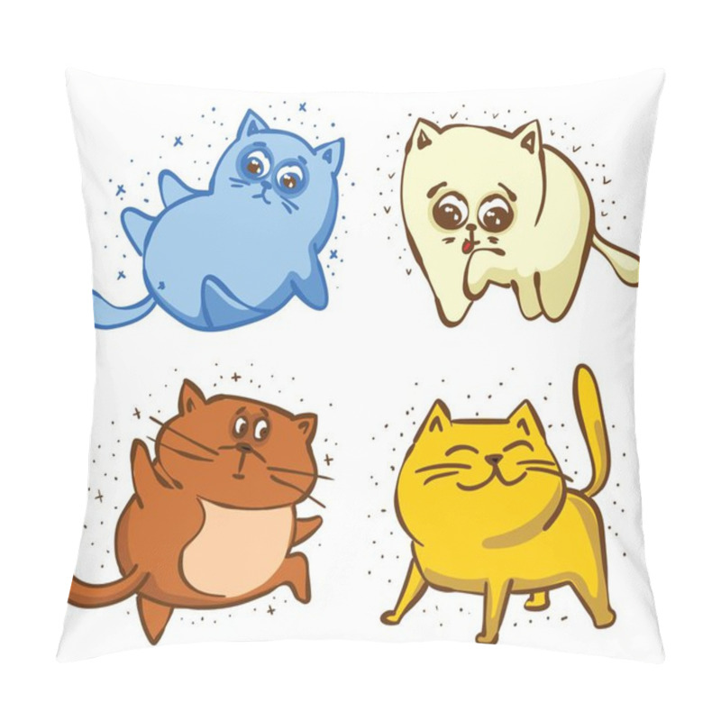 Personality  Cartoon Vector Illustration Of Cute Cats Or Kittens Pet Set Pillow Covers