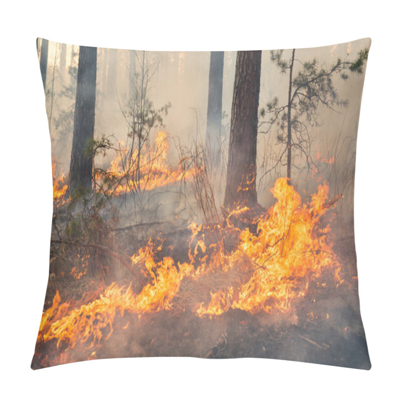 Personality  Whole Forest Area In Fire And Covered By Flame Pillow Covers