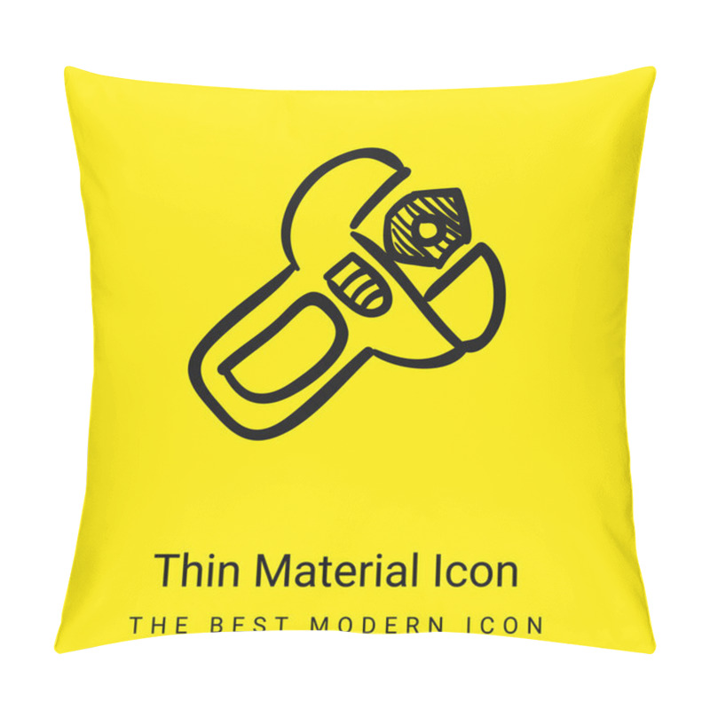 Personality  Adjustable Spanner Hand Drawn Tool Minimal Bright Yellow Material Icon Pillow Covers