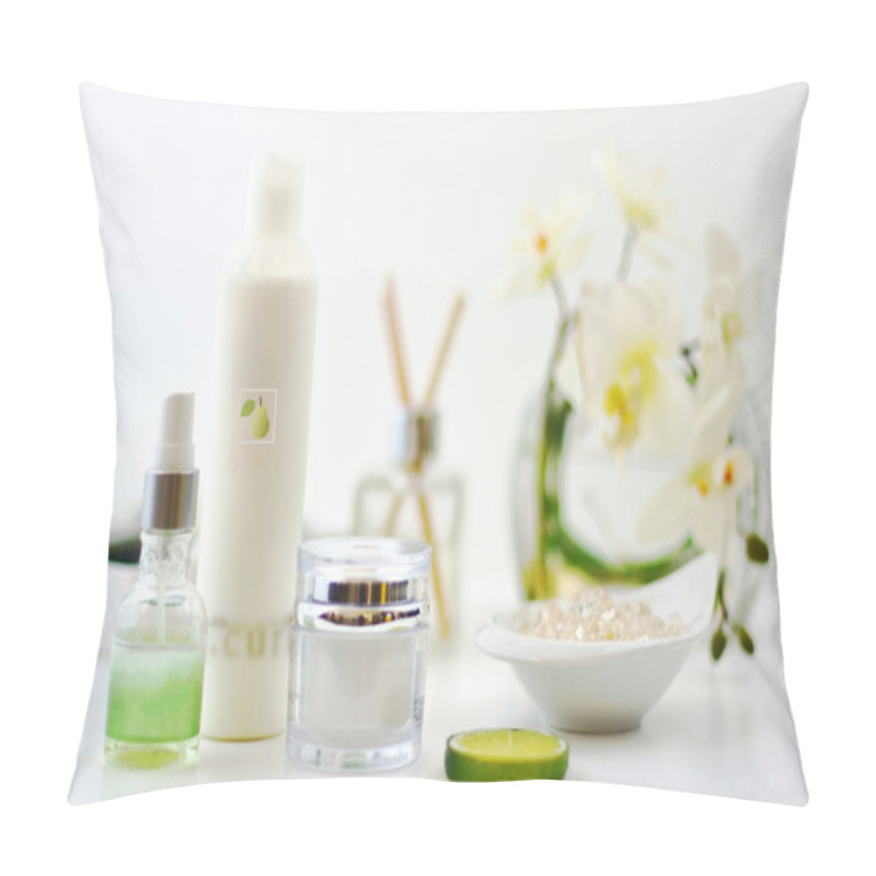 Personality  Beauty Products On White Background Pillow Covers