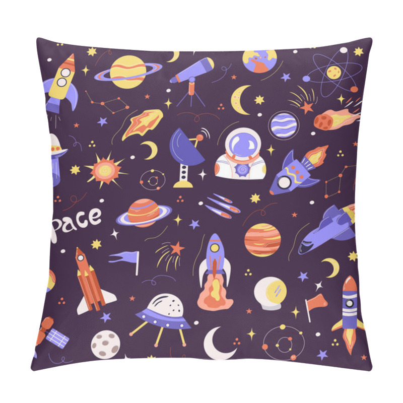 Personality  Cosmic Elements Vector Illustration Set Exploring The Depths Of Space. Pillow Covers