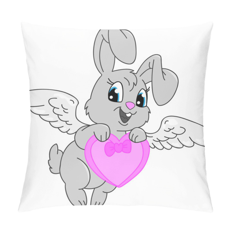 Personality  Cuterabbit With Wings Holding Love Heart Pillow Covers