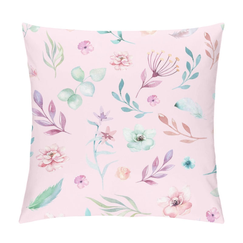 Personality  Pattern With Forest Leaves And Flowers On Pink Background Pillow Covers