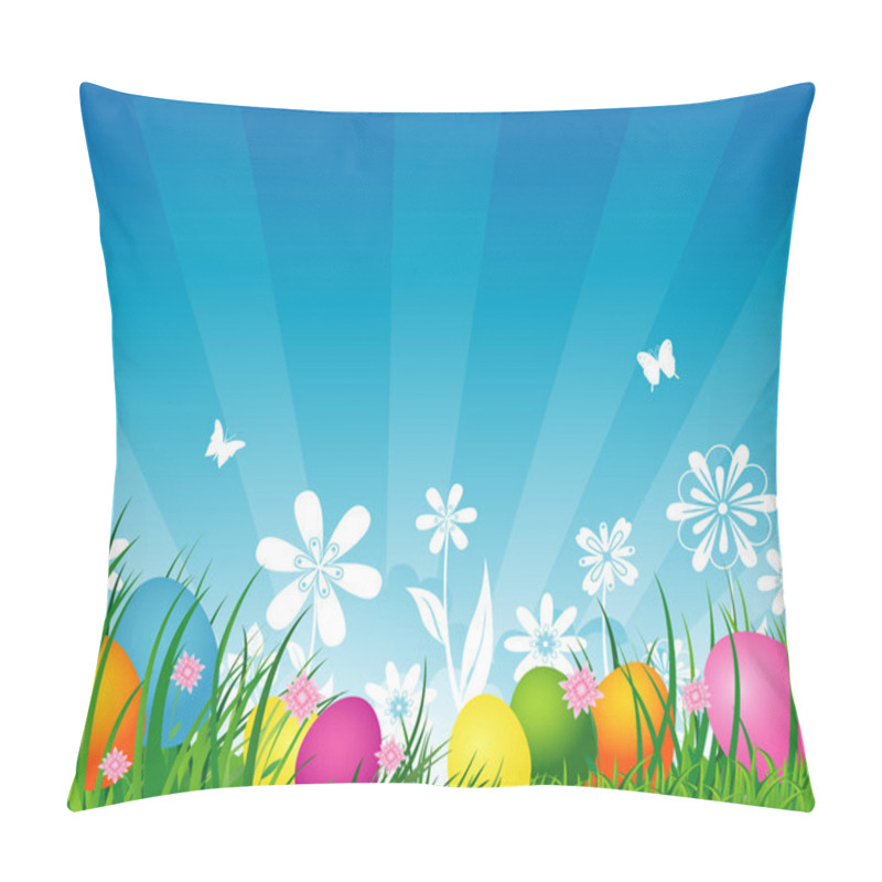 Personality  Easter Eggs On Grass Pillow Covers