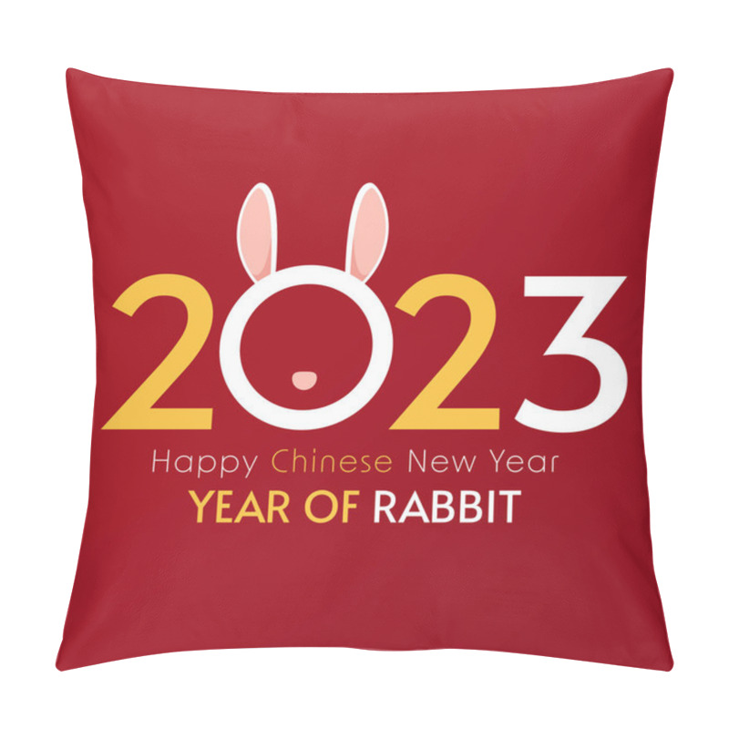 Personality  Happy Chinese New Year Greeting Card 2023 With Cute Rabbit. Animal Holidays Cartoon Character. Rabbit Icon Vector. Pillow Covers