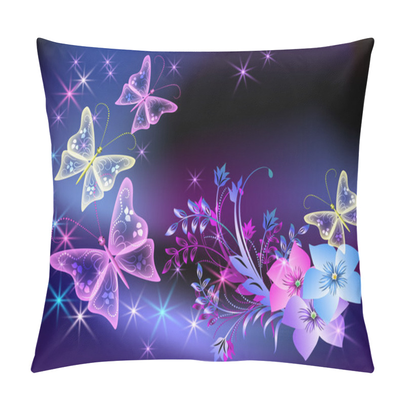 Personality  Glowing Transparent Flowers And Butterfly Pillow Covers