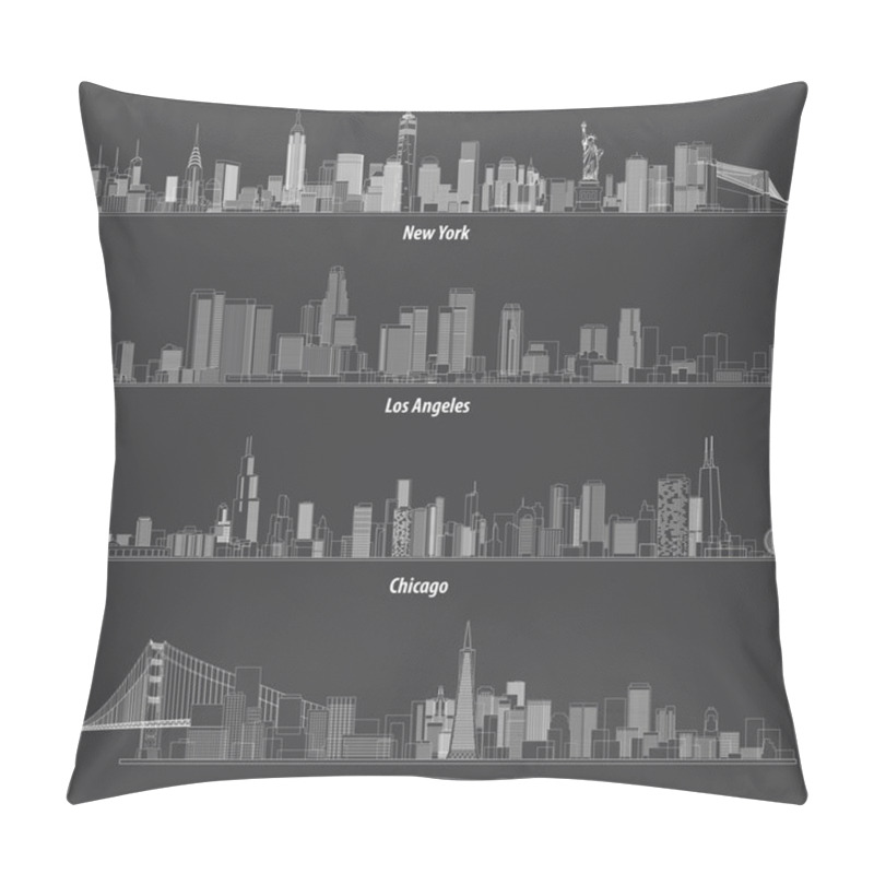 Personality  Abstract Illustrations Of United States Outlines City Skylines Pillow Covers