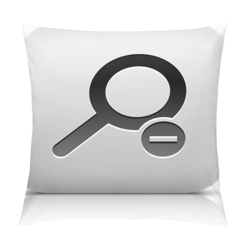 Personality  Loupe Sign Web Icon With Remove Glyph. Series Buttons Stone Style. White Rounded Square Shape With Black Shadow And Gray Reflection On White Background. Vector Illustration Design Element 8 Eps Pillow Covers