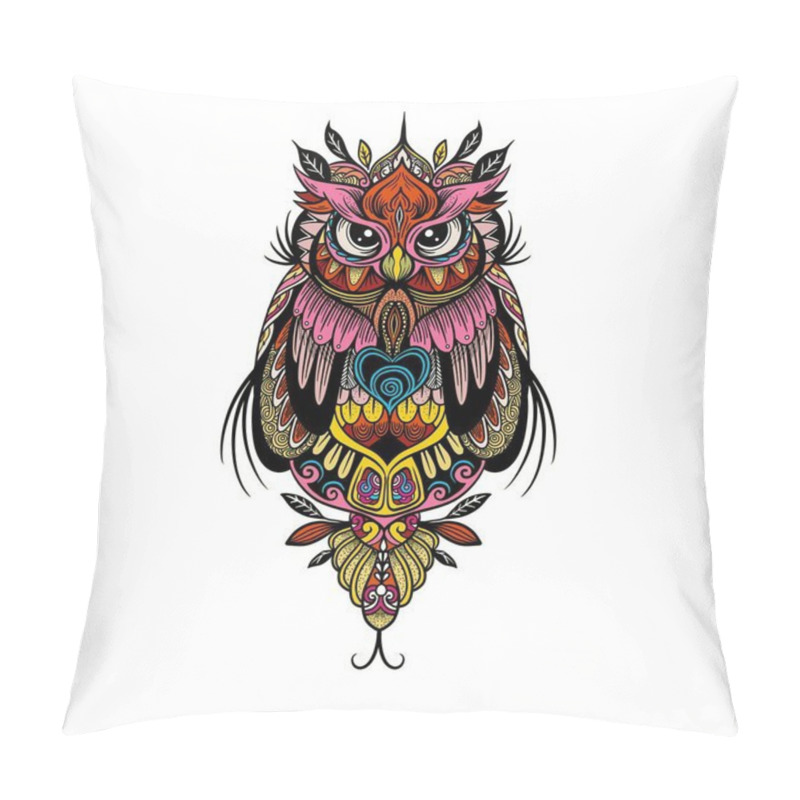 Personality  Colorful Owl Zentangle Art Illustration . Ethnic Patterned Vector Illustration. African, Indian, Totem, Tribal, Design. Sketch For Adult  Coloring Page, Tattoo, Poster, Print, T Shirt Pillow Covers