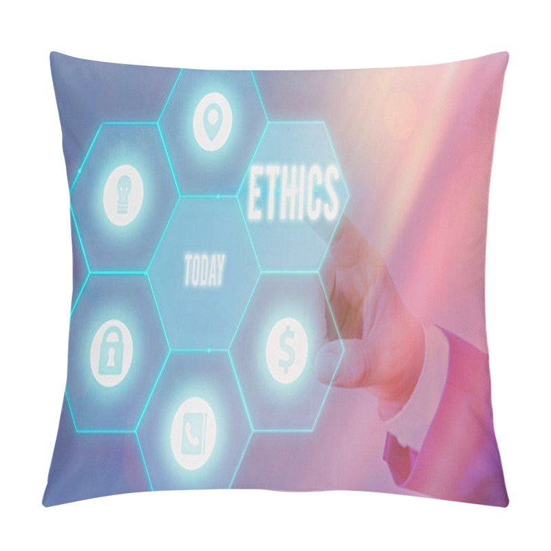 Personality  Text Sign Showing Ethics. Conceptual Photo The Moral Philosophy Or Code Of Morals Practiced By An Individual. Pillow Covers