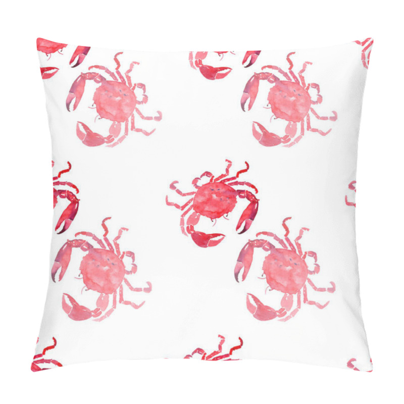 Personality  Colorful Bright Beautiful Lovely Summer Sea Tasty Delicious Pattern Of Red Crabs Watercolor Hand Illustration. Perfect For Restaurant Menu, Greetings Card And Textile Pillow Covers