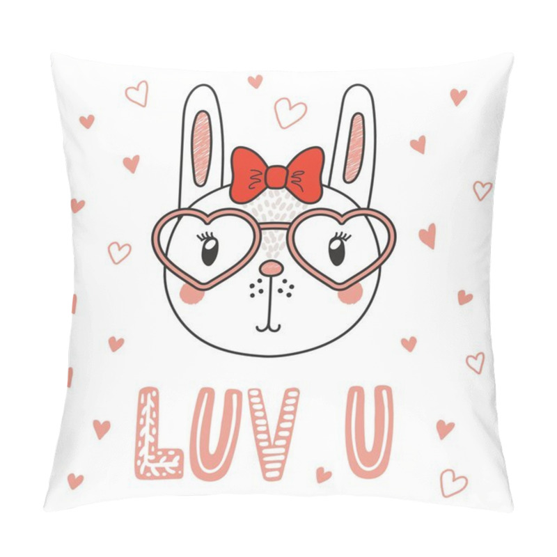 Personality  Cute Bunny In Heart Shaped Glasses Pillow Covers