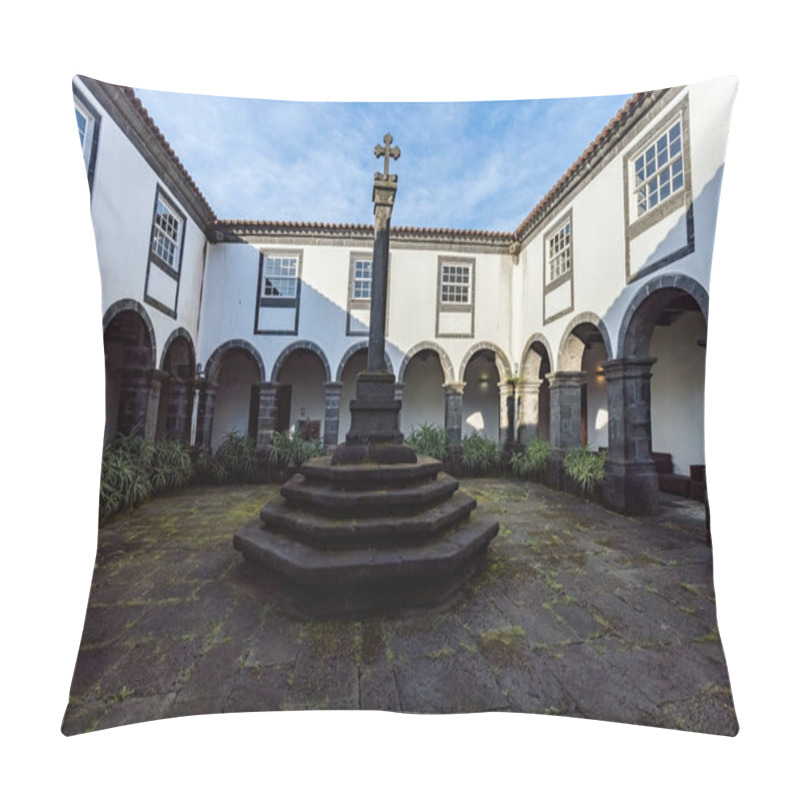 Personality  Internal Yard Of Pousada Do Pico Youth Hostel Made In The Old Monastery Building At Pico Island Azores, Portugal Pillow Covers