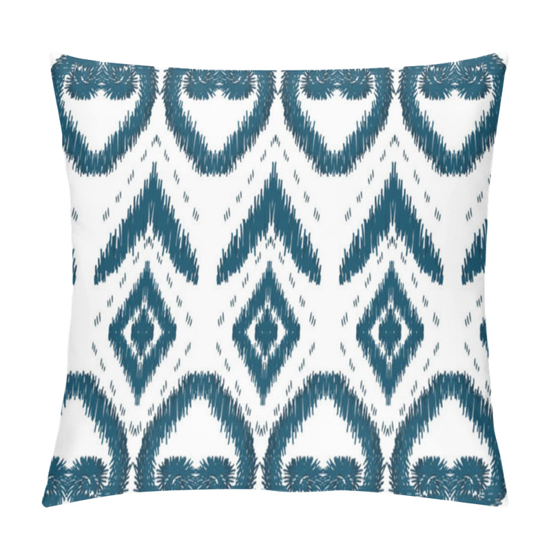 Personality  Beautiful Tribal African Ikat Pattern.geometric Ethnic Oriental Pattern Traditional Background.blue And White Tone.Aztec Style,embroidery,abstract,vector,illustration,design For Texture,fabric,carpet. Pillow Covers