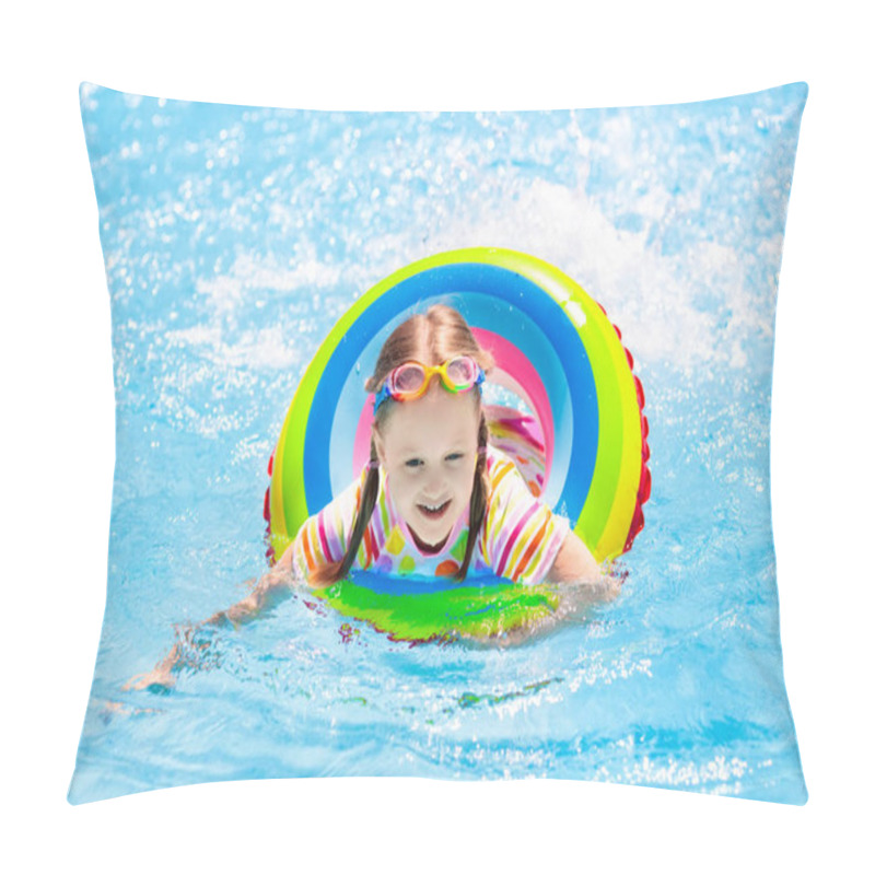 Personality  Child In Swimming Pool. Kids Swim. Water Play. Pillow Covers