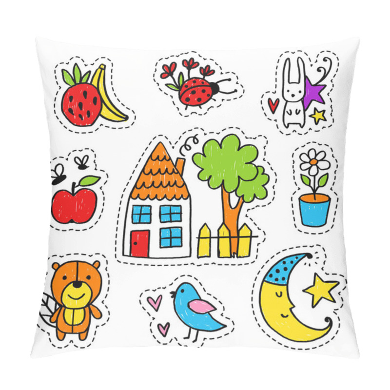 Personality  Hand Drawn Summer Stickers Pillow Covers