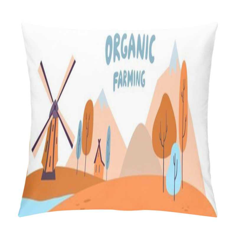 Personality  Vector Illustration Of Agriculture, Farm Land, Field. Pillow Covers