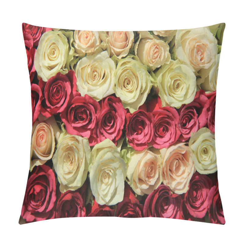 Personality  Pink Roses In Different Shades In Wedding Arrangement Pillow Covers