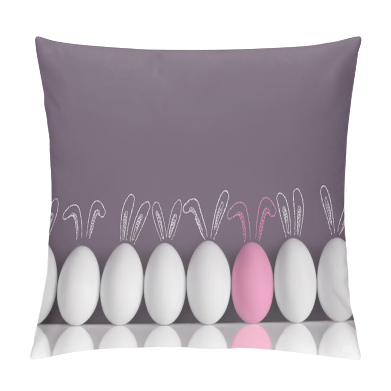 Personality  Pink Bunny Among White Rabbits As Easter Eggs Pillow Covers