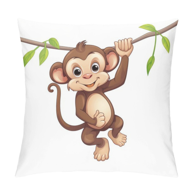 Personality  Monkey Hanging From Branch Illustration Pillow Covers