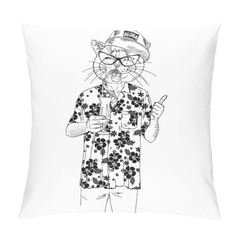 Personality  Cat  Drinking Cocktail Pillow Covers