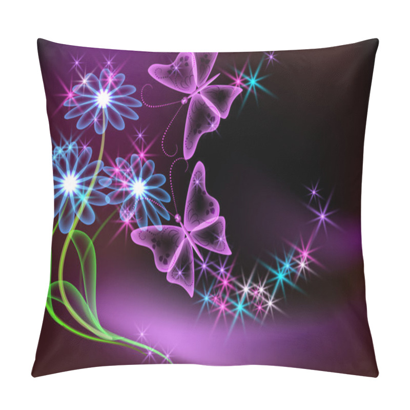 Personality  Glowing Transparent Flowers, Stars And Butterfly Pillow Covers