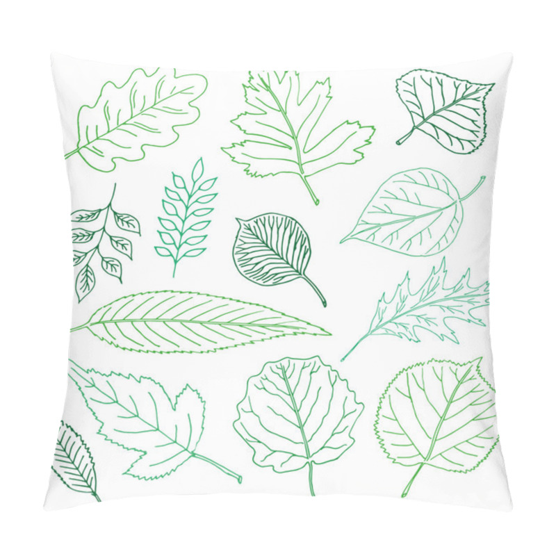 Personality  Hand-drawn Leaves Doodles Set Pillow Covers