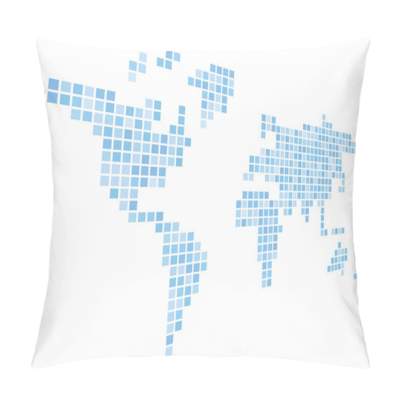 Personality  Pixelized Map Of World. Side Perspective. Black Vector Map Pillow Covers