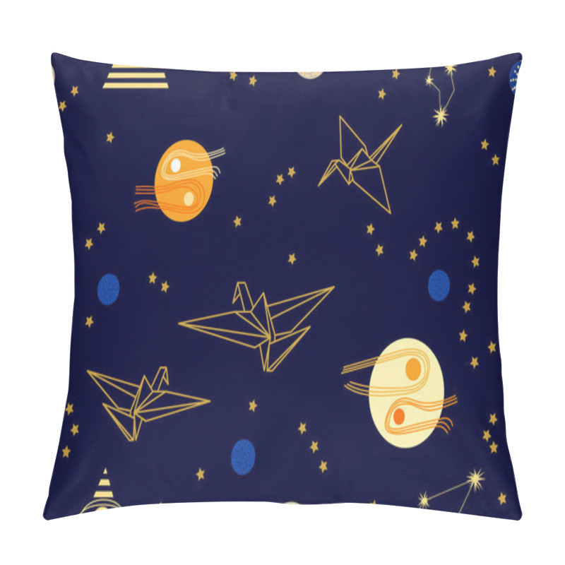 Personality  Fantasy Origami Flying In The Dark Sky.   Pillow Covers