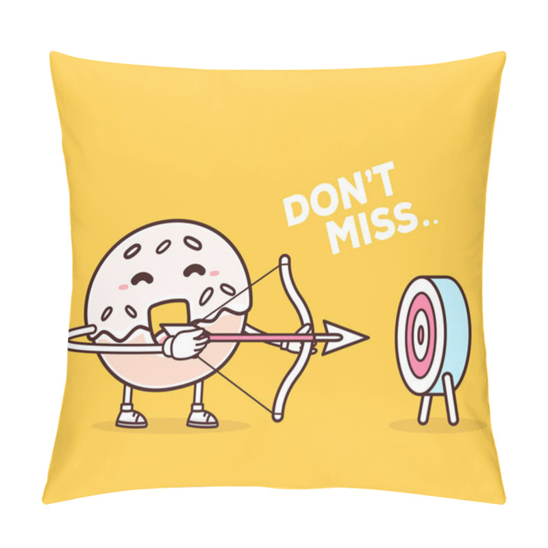 Personality  Cartoon Donut Concept. Doodle Style. Pillow Covers