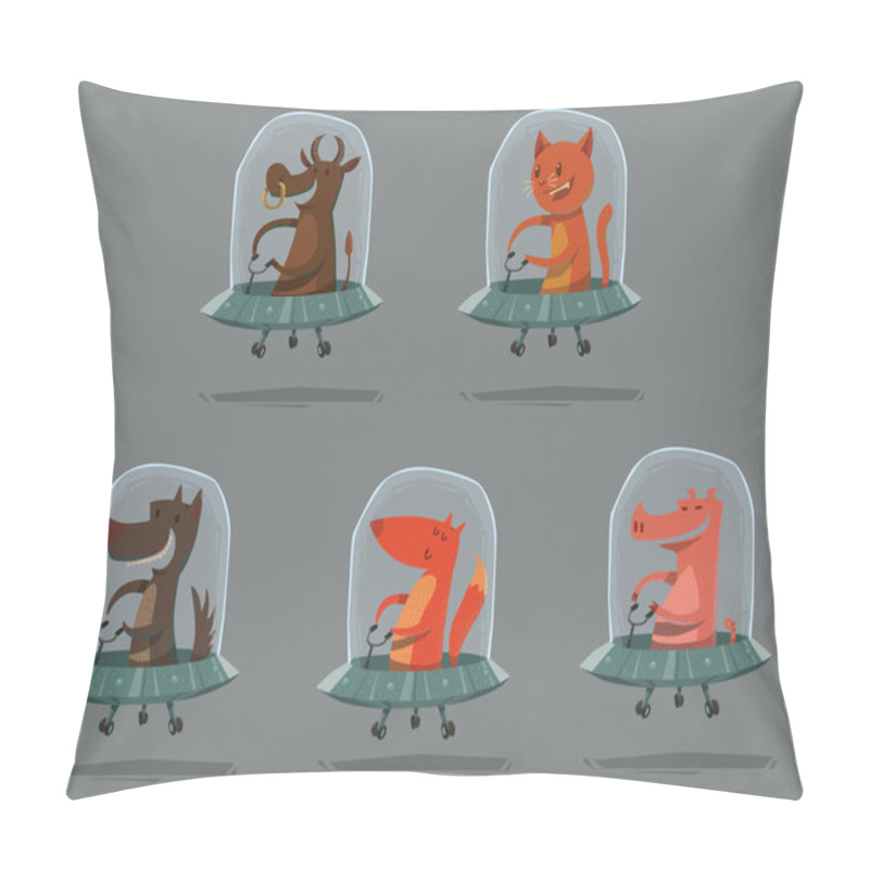 Personality  Set Of Funny Animals In UFO Pillow Covers