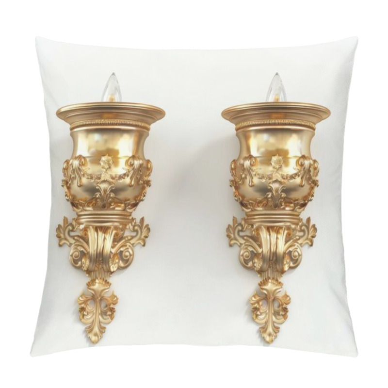 Personality  Elegant Golden Wall Sconces With Intricate Designs, Adding A Touch Of Luxury To Any Interior. Pillow Covers