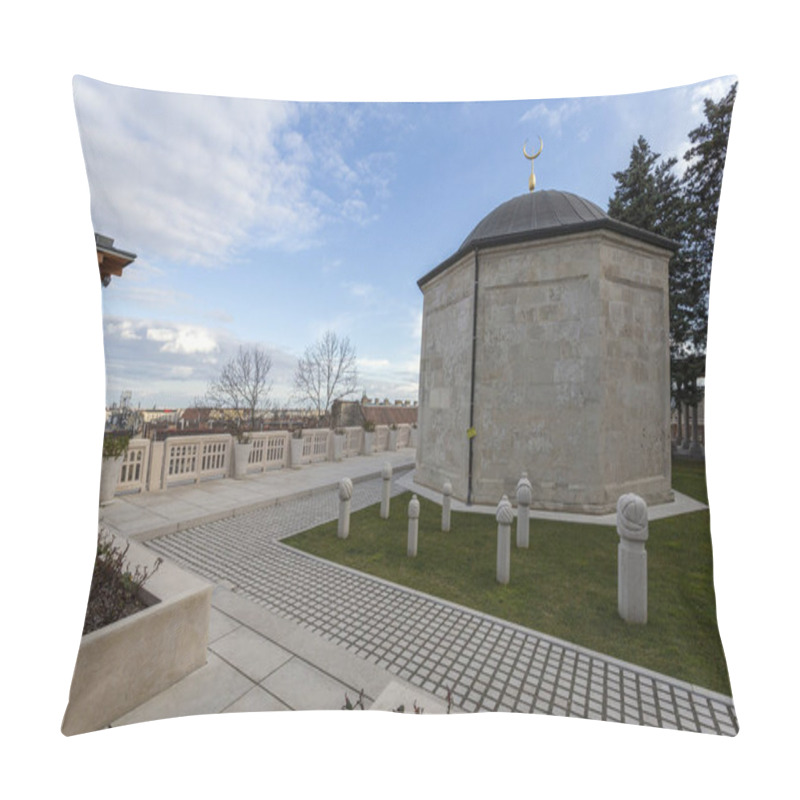 Personality  Tomb Of Gul Baba A Mausoleum In Budapest, Hungary On A Winter Day. Pillow Covers