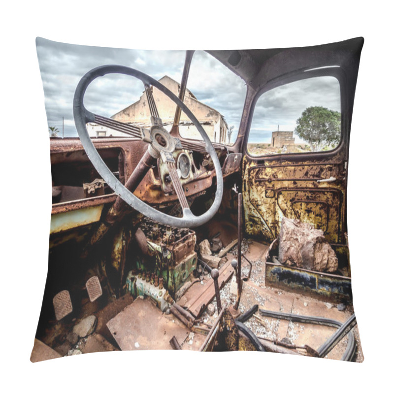 Personality  Inside Of Old And Rusty Truck Cab Pillow Covers