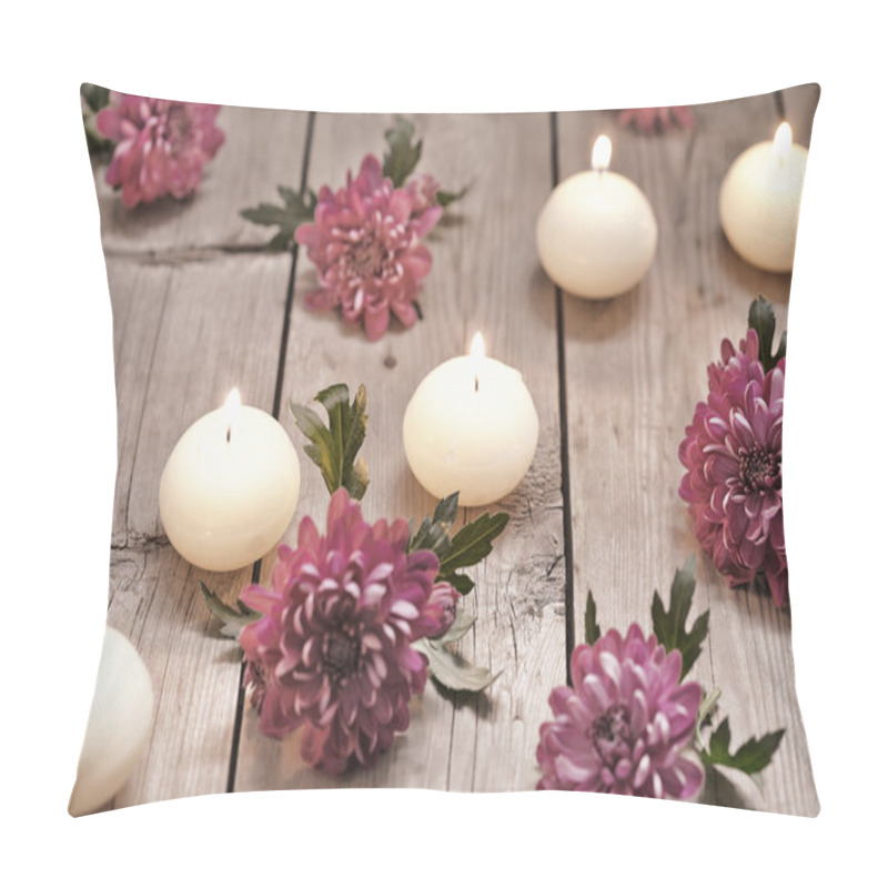 Personality  Spa Theme With Candles And Flowers Pillow Covers