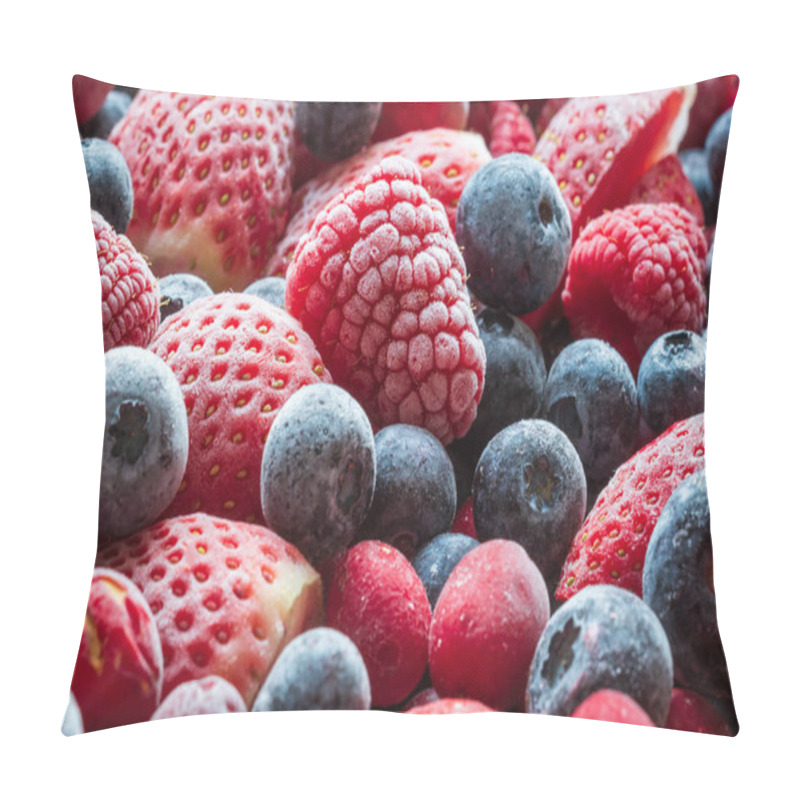 Personality  Frozen Mix Strawberries Blueberries Raspberries And Cranberries Closeup Pillow Covers