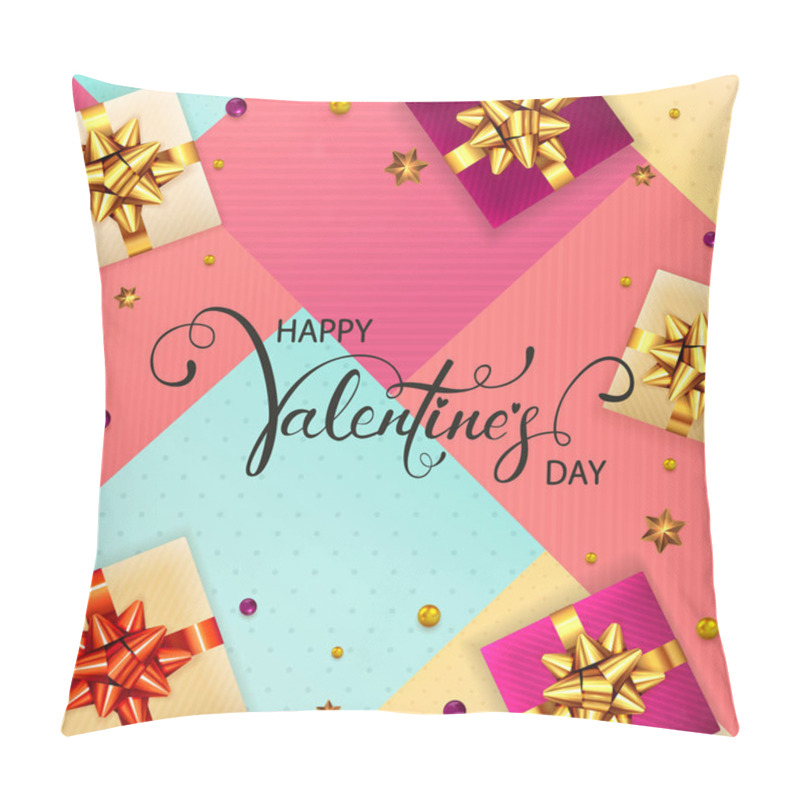 Personality  Pink Valentines Background With Gifts Pillow Covers